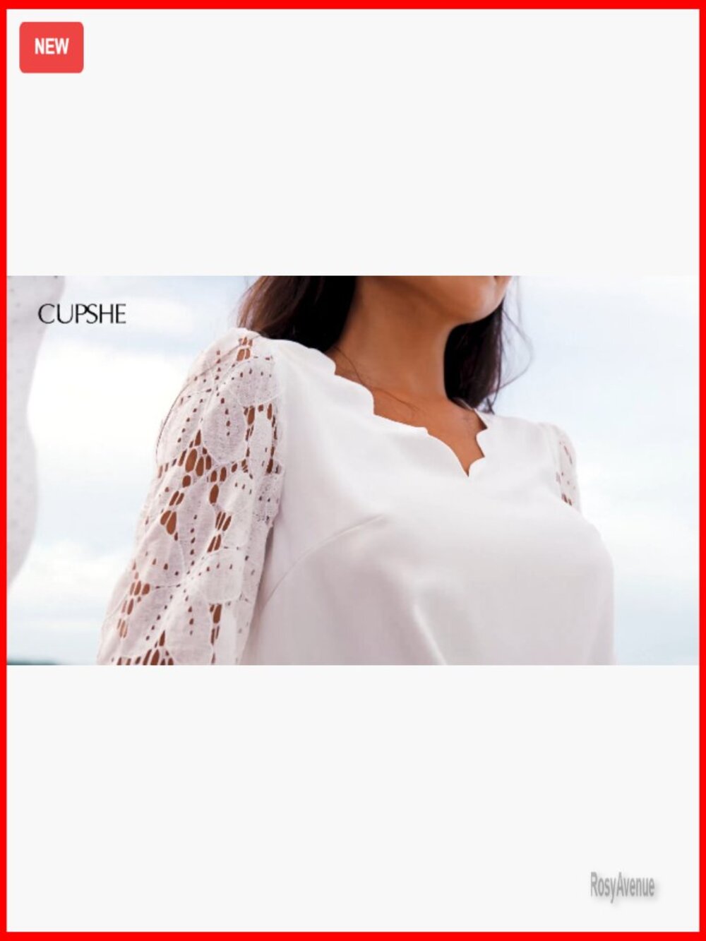 Lace V Neck Blouse Long Sleeve Scalloped Floral Dressy Blouse - Picture 6 of 7